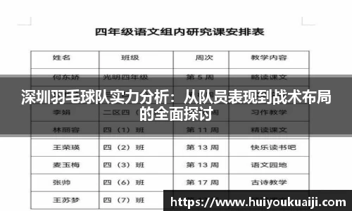 深圳羽毛球队实力分析：从队员表现到战术布局的全面探讨